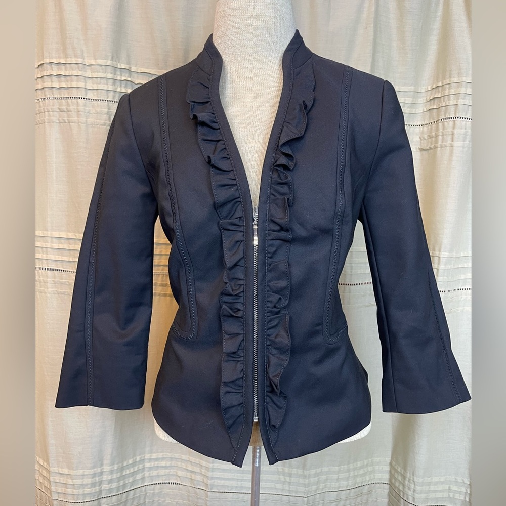 White House Black House Black Tiered Ruffle Jacket